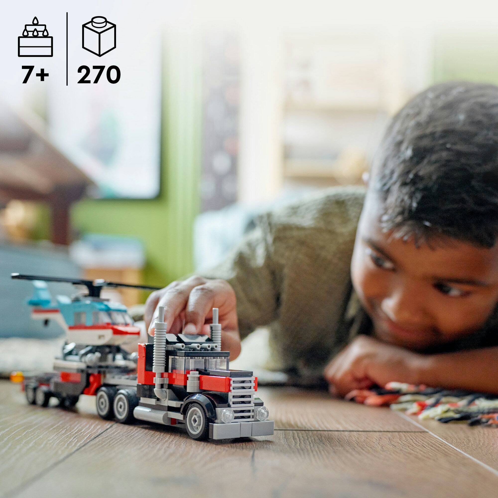 LEGO® Creator Flatbed Truck with Helicopter Toy 31146